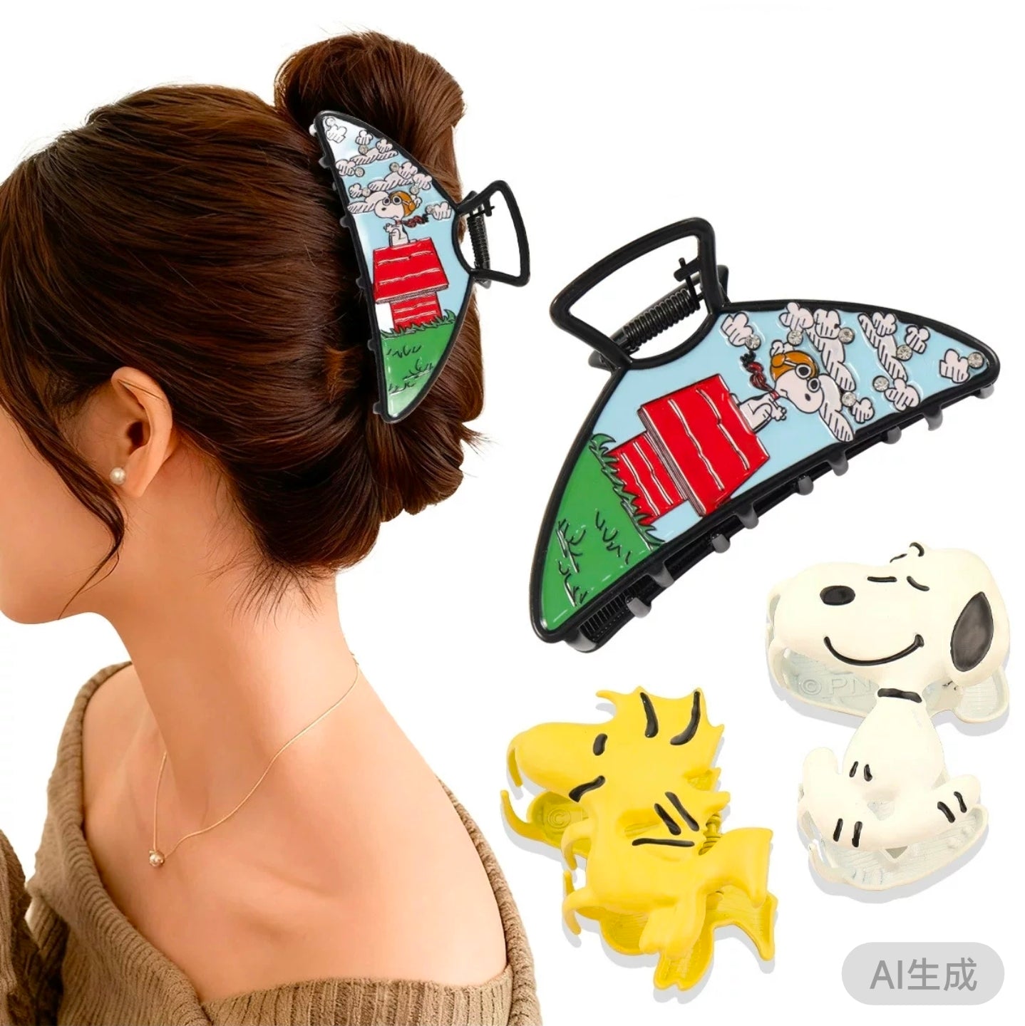 Snoopy Cartoon Hair Claw Clips 3-Piece Set