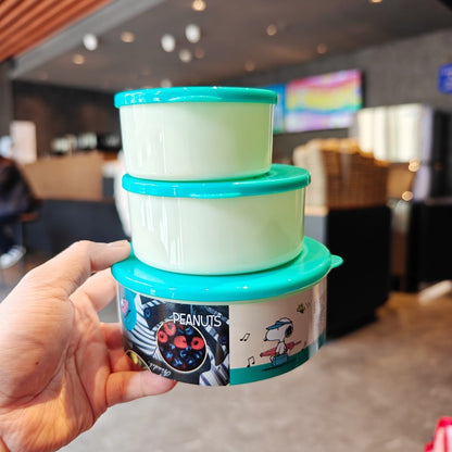 Cute Snoopy Round Fresh-Keeping Box Set
