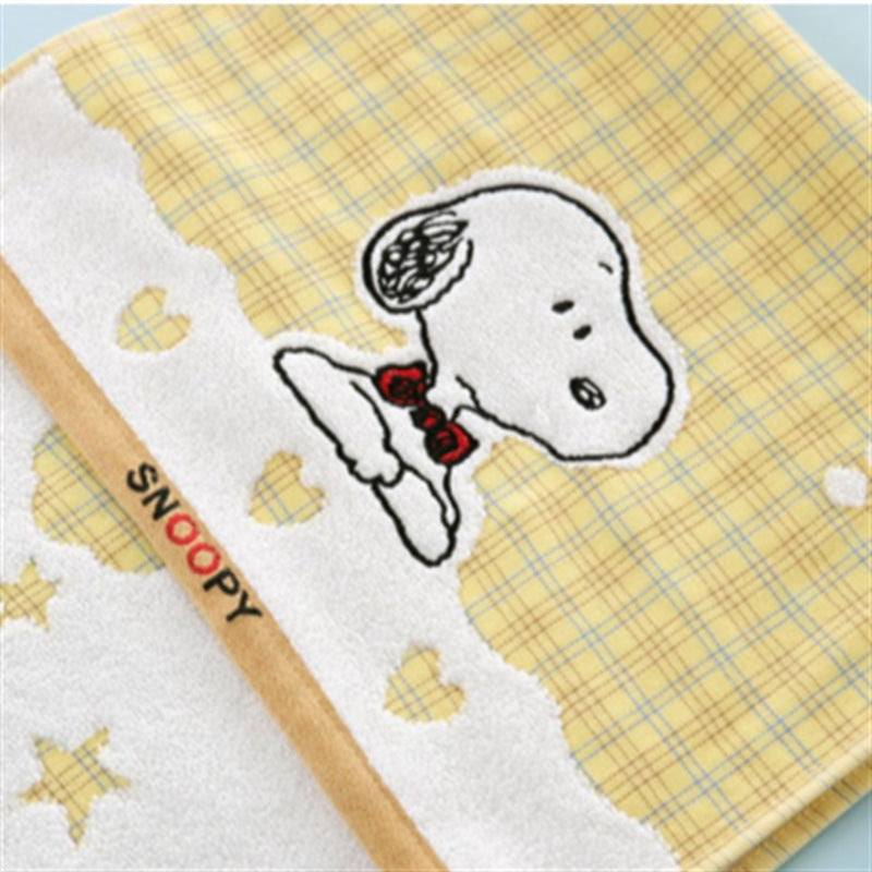 Snoopy Plaid Embroidered Towel