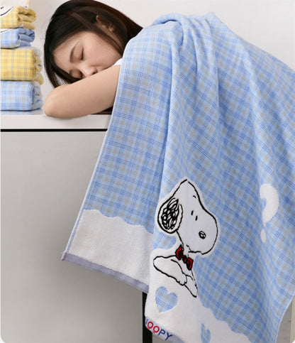 Snoopy Plaid Embroidered Towel