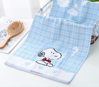 Snoopy Plaid Embroidered Towel