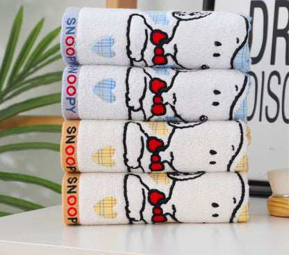 Snoopy Plaid Embroidered Towel