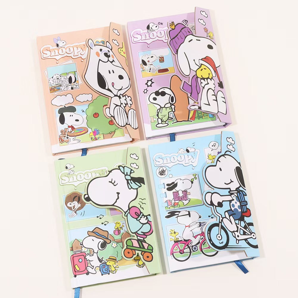 Cute Snoopy 3D Magnetic Buckle Hardcover Notebook Set