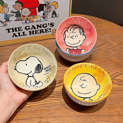 Snoopy Gang Cartoon Ceramic Bowl 4Pcs Gift Box