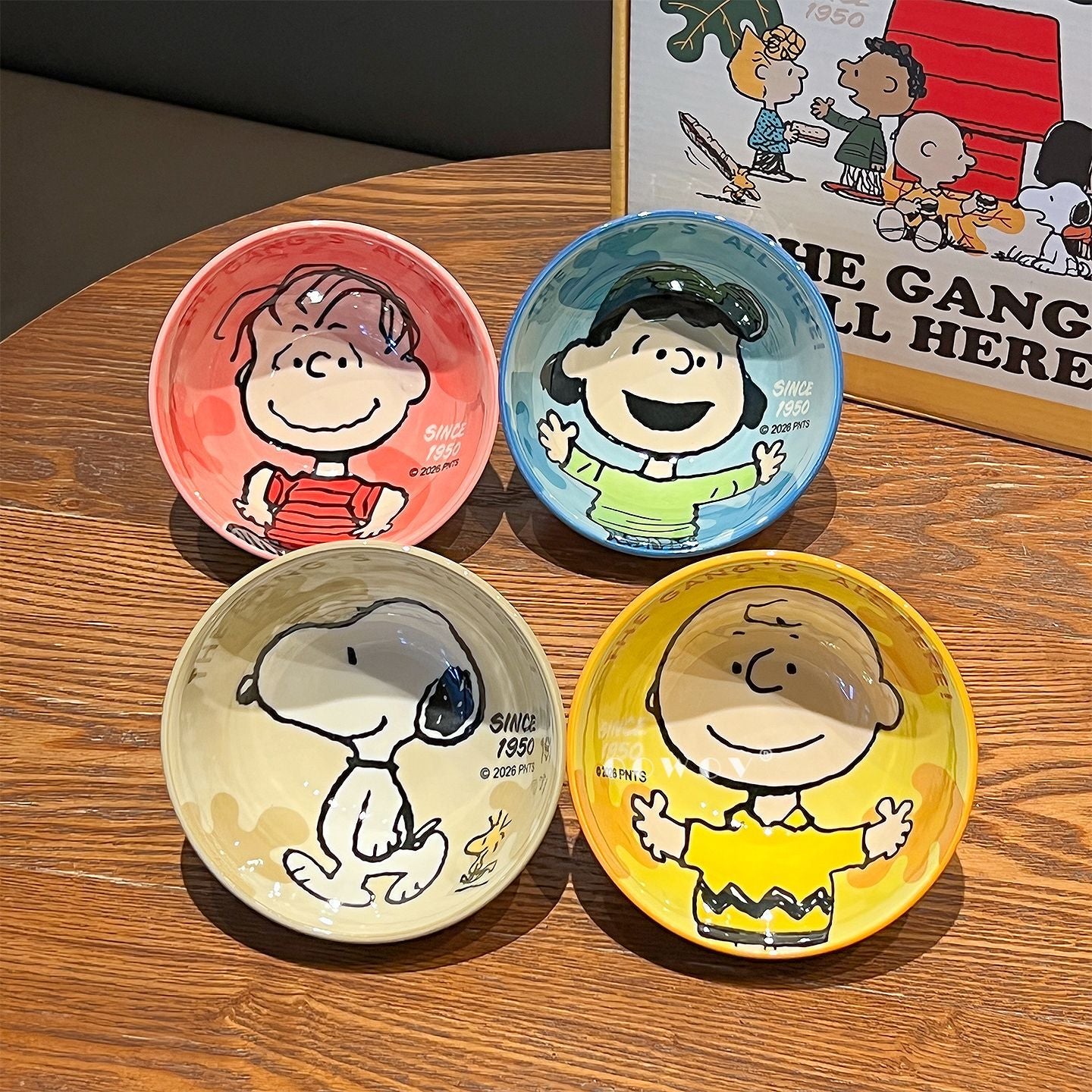 Snoopy Gang Cartoon Ceramic Bowl 4Pcs Gift Box